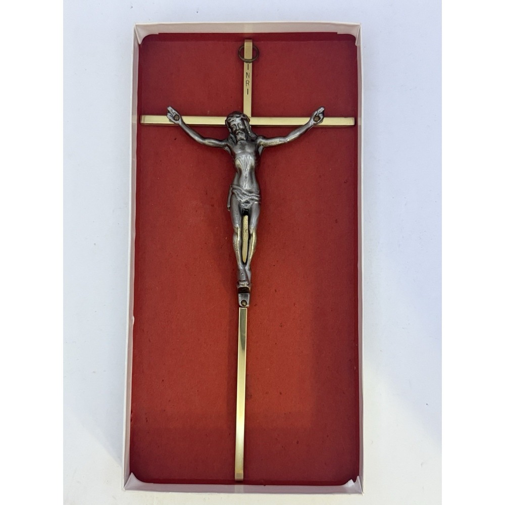 Crucifix LO 510 Chrome Silver Tone 10" Wall Hanging Jesus 1991 Christianity VTG